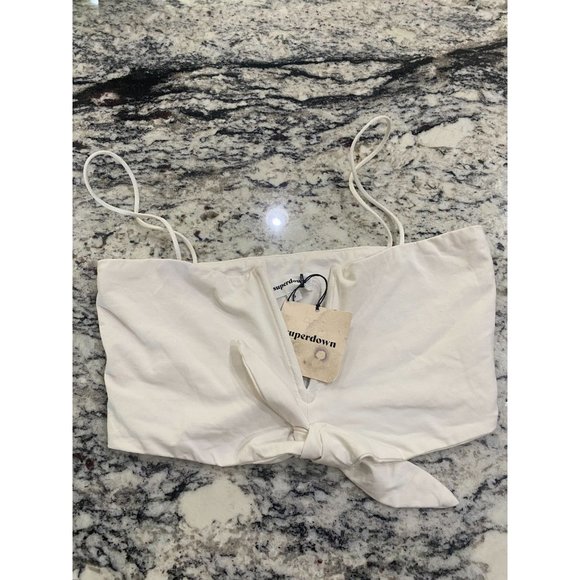 superdown Estelle Knot Crop Top in White Size Small - Picture 5 of 9